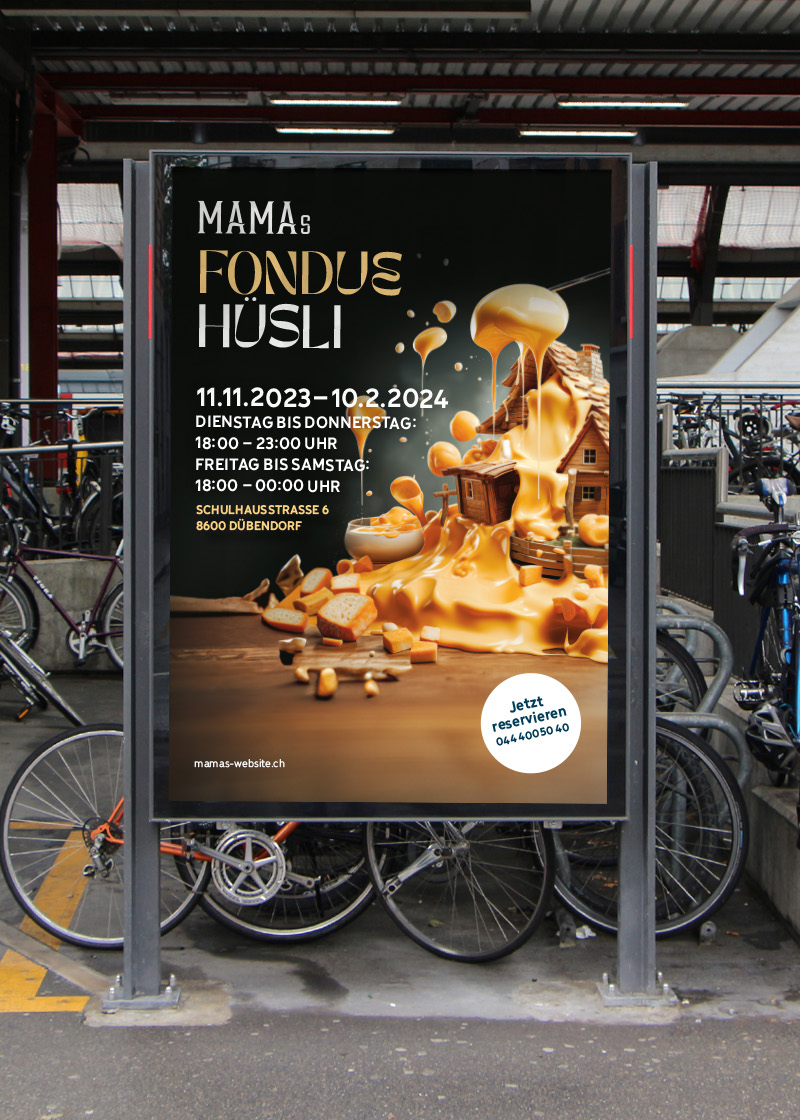 Branding & KI-Bildwelt für MAMA entwickelt – Streuplan Zürich