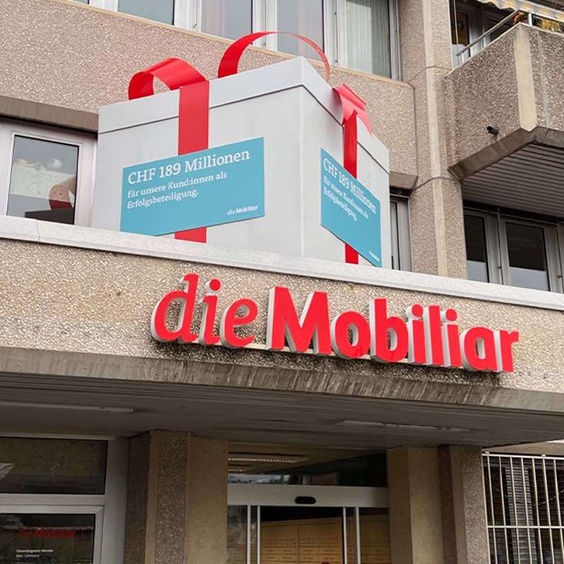 Riesenpäckli für die Mobiliar – Streuplan Zürich