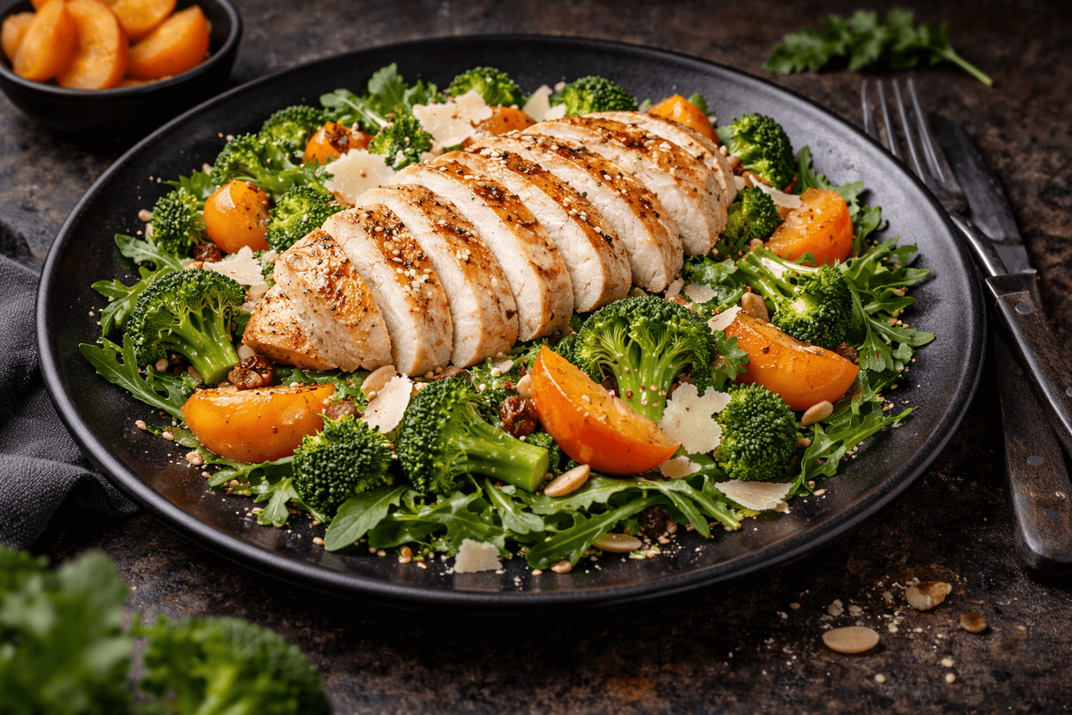 Brokkoli-Aprikosen-Salat-mit-Poulebrust