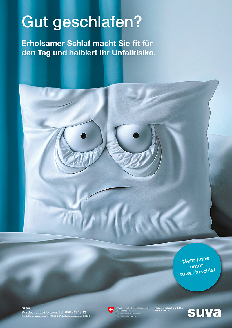 Plakat-Sujet für die Suva zum Thema «Schlaf» – Streuplan