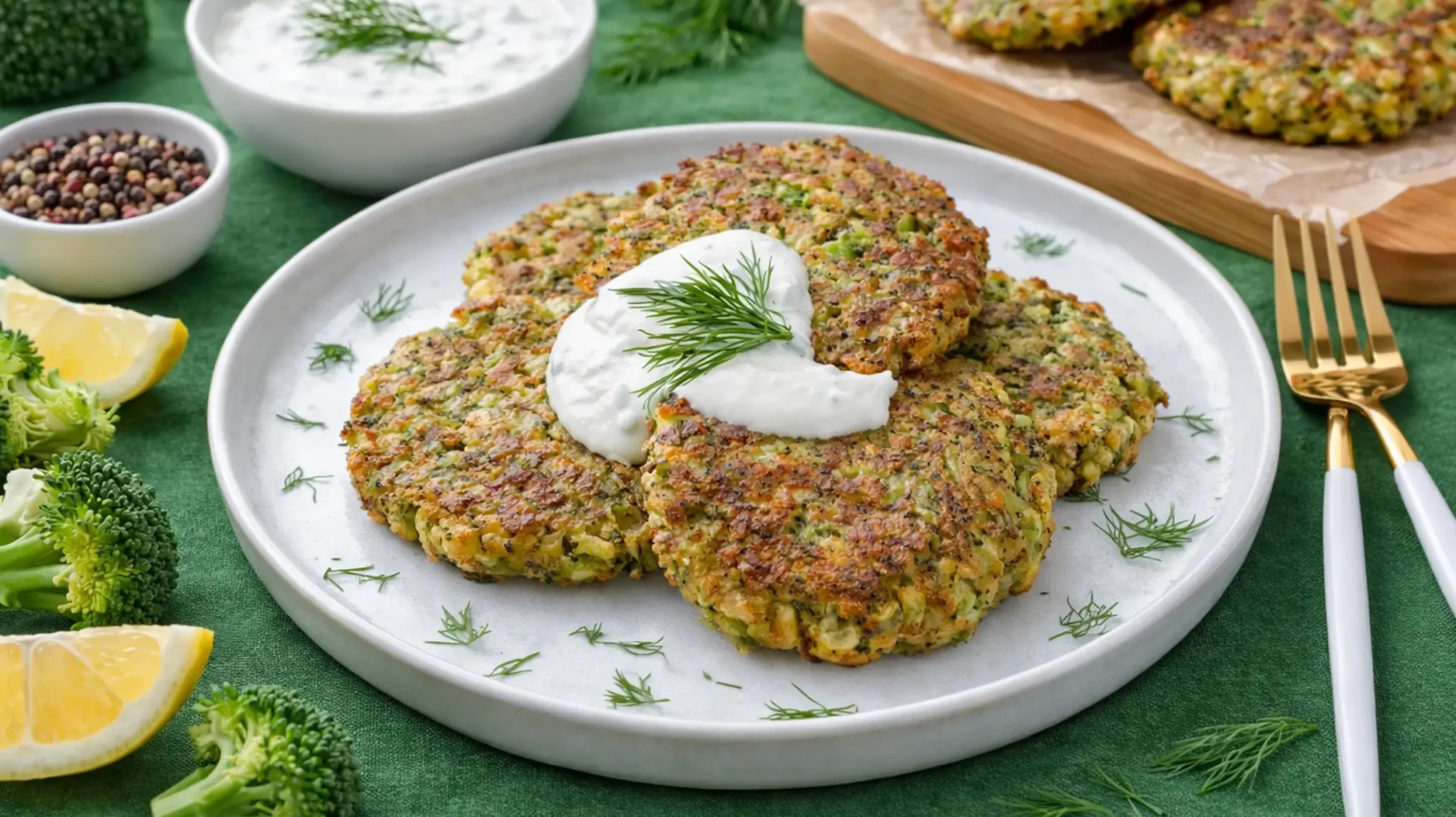 Brokkolitaler in einem Teller