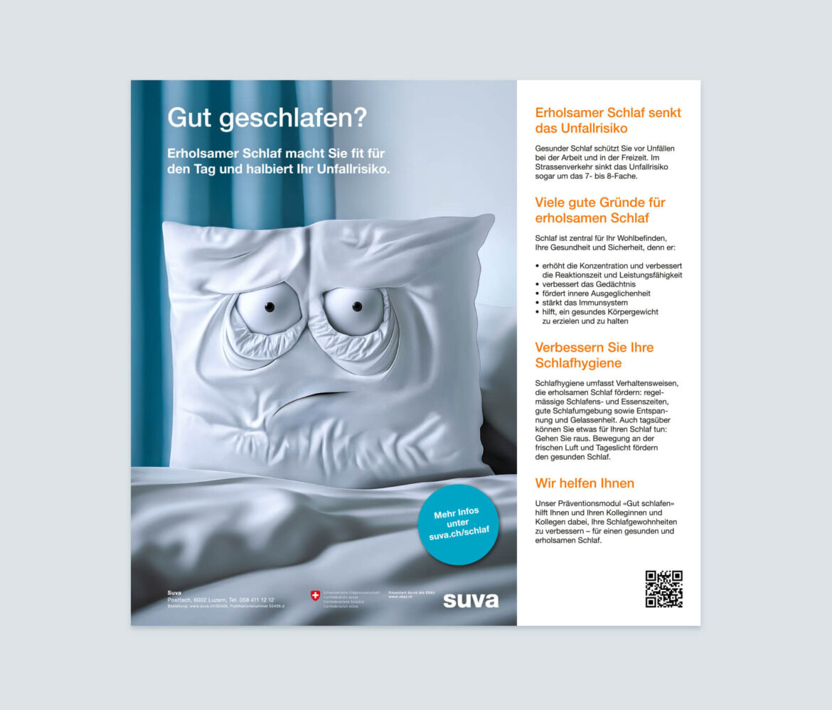 Das SUVA Kleinplakat für Schlaf